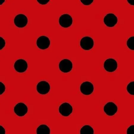 1 Inch Polk Dot Fabric / Poly Cotton Fabric / Black Dot on Red