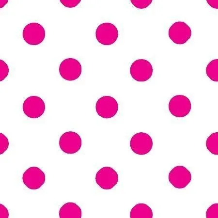 1 Inch Polk Dot Fabric / Poly Cotton Fabric / Fuschia Dots on White