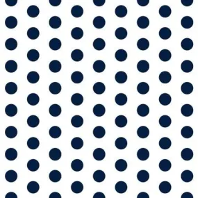 1 Inch Polk Dot Fabric / Poly Cotton Fabric / Navy Dot on White