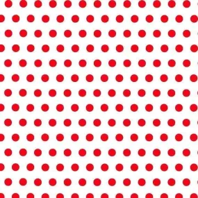 1 Inch Polk Dot Fabric / Poly Cotton Fabric / Red Dot on White