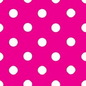 1 Inch Polk Dot Fabric / Poly Cotton Fabric / White Dot on Fuchsia