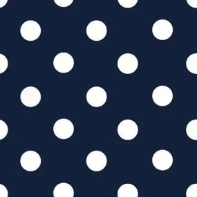 1 Inch Polk Dot Fabric / Poly Cotton Fabric / White Dot on Navy