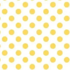 1 Inch Polk Dot Fabric / Poly Cotton Fabric / Yellow Dot on White