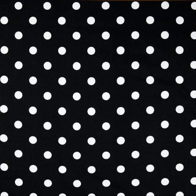 1 Inch Polka Dot Fabric / Poly Cotton Fabric / White Dot on Black