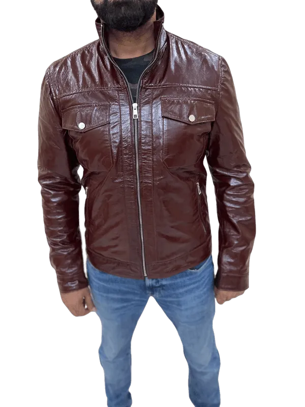 100% Top Grain Leather  Bomber  Jacket C2