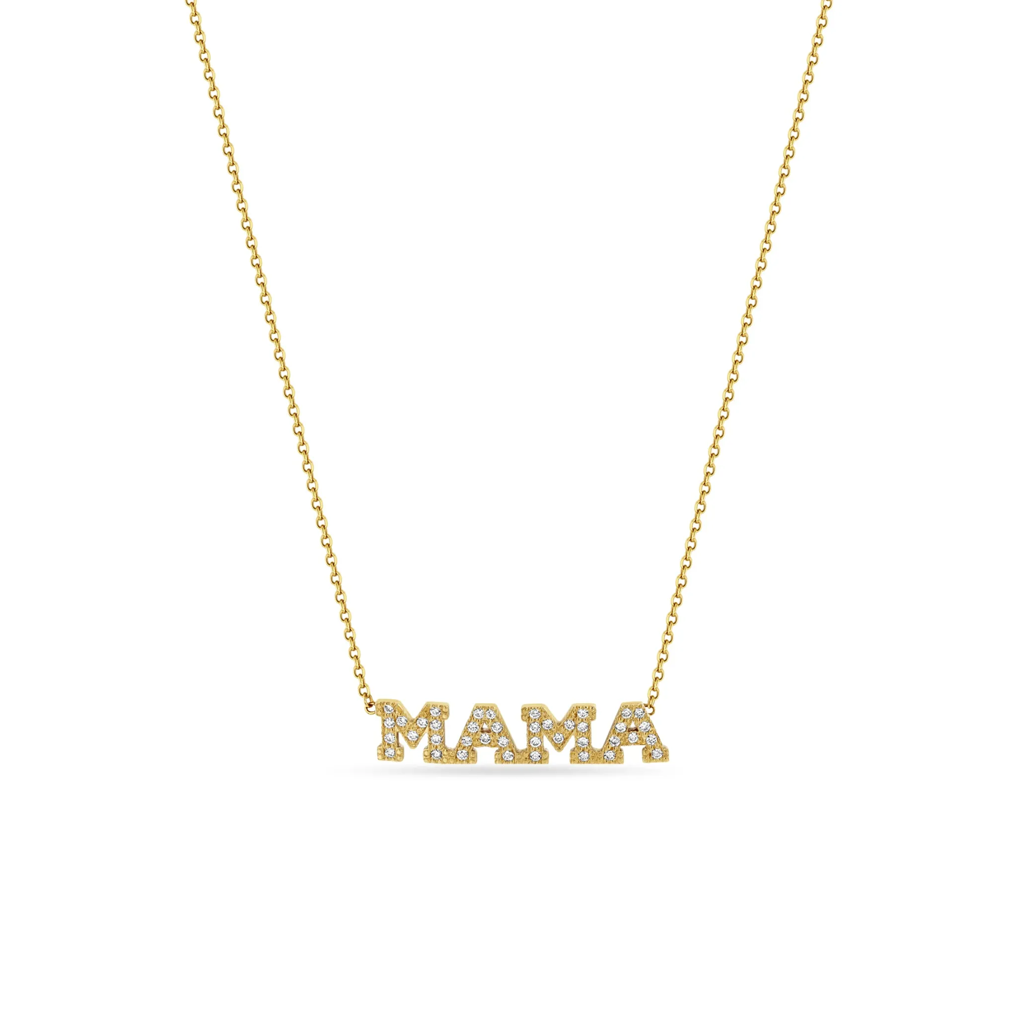 14k Full Pavé Diamond MAMA Necklace