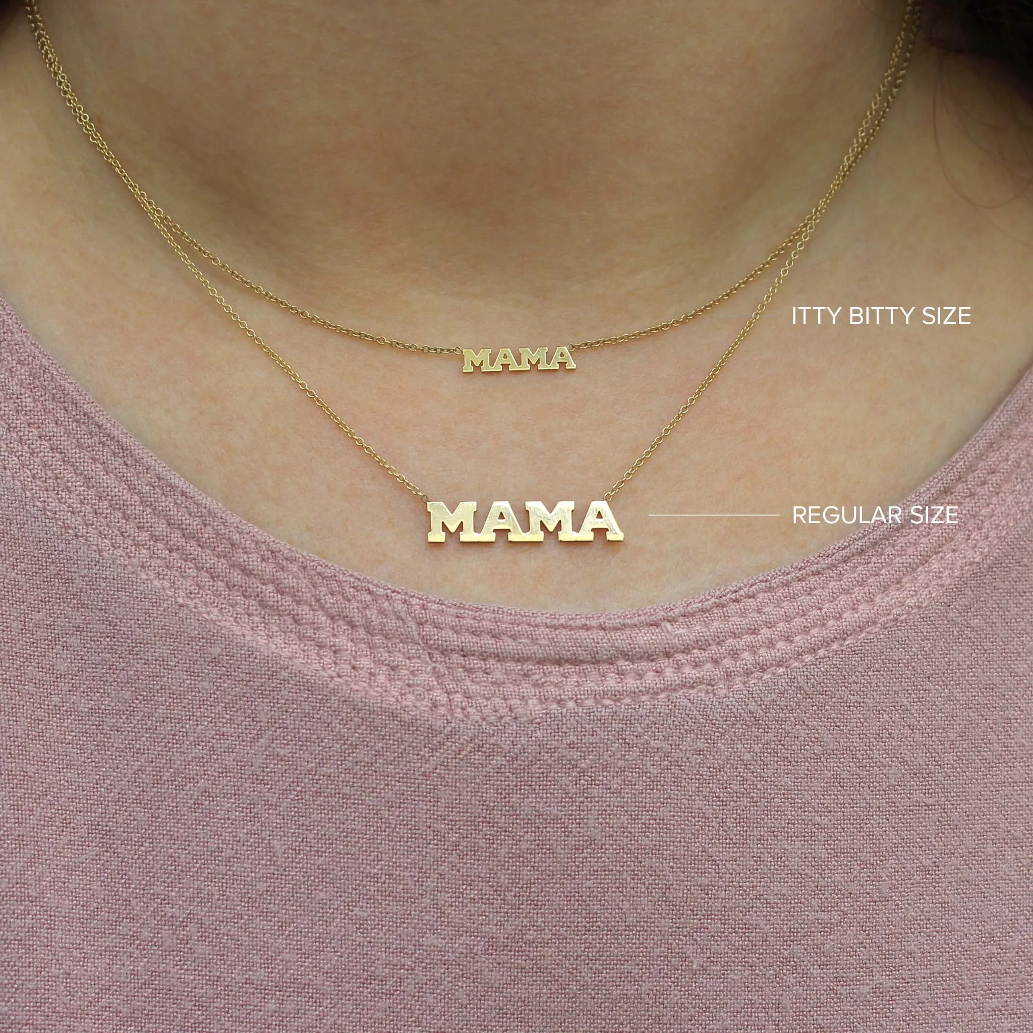 14k Full Pavé Diamond MAMA Necklace