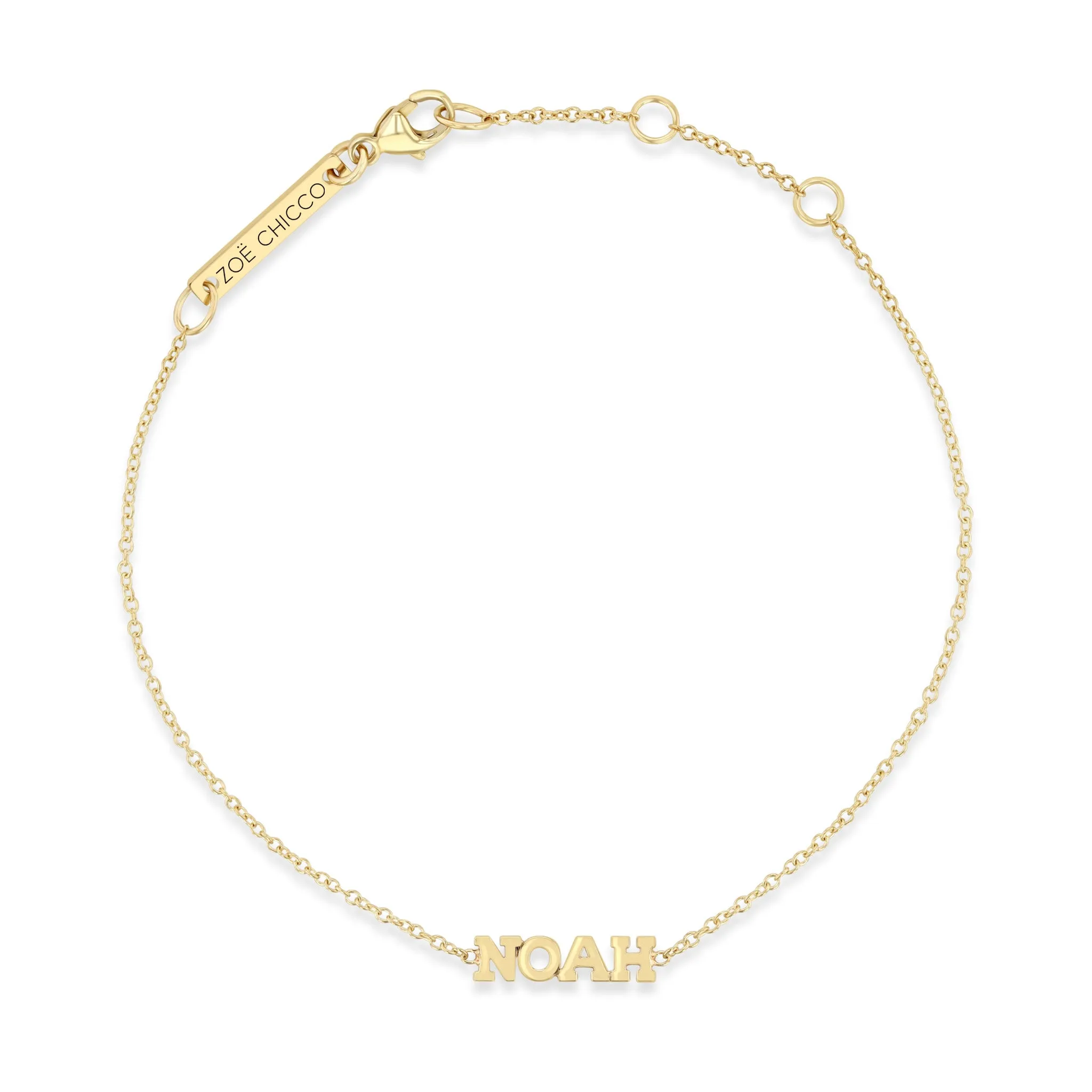 14k Gold Custom Itty Bitty Letters Bracelet