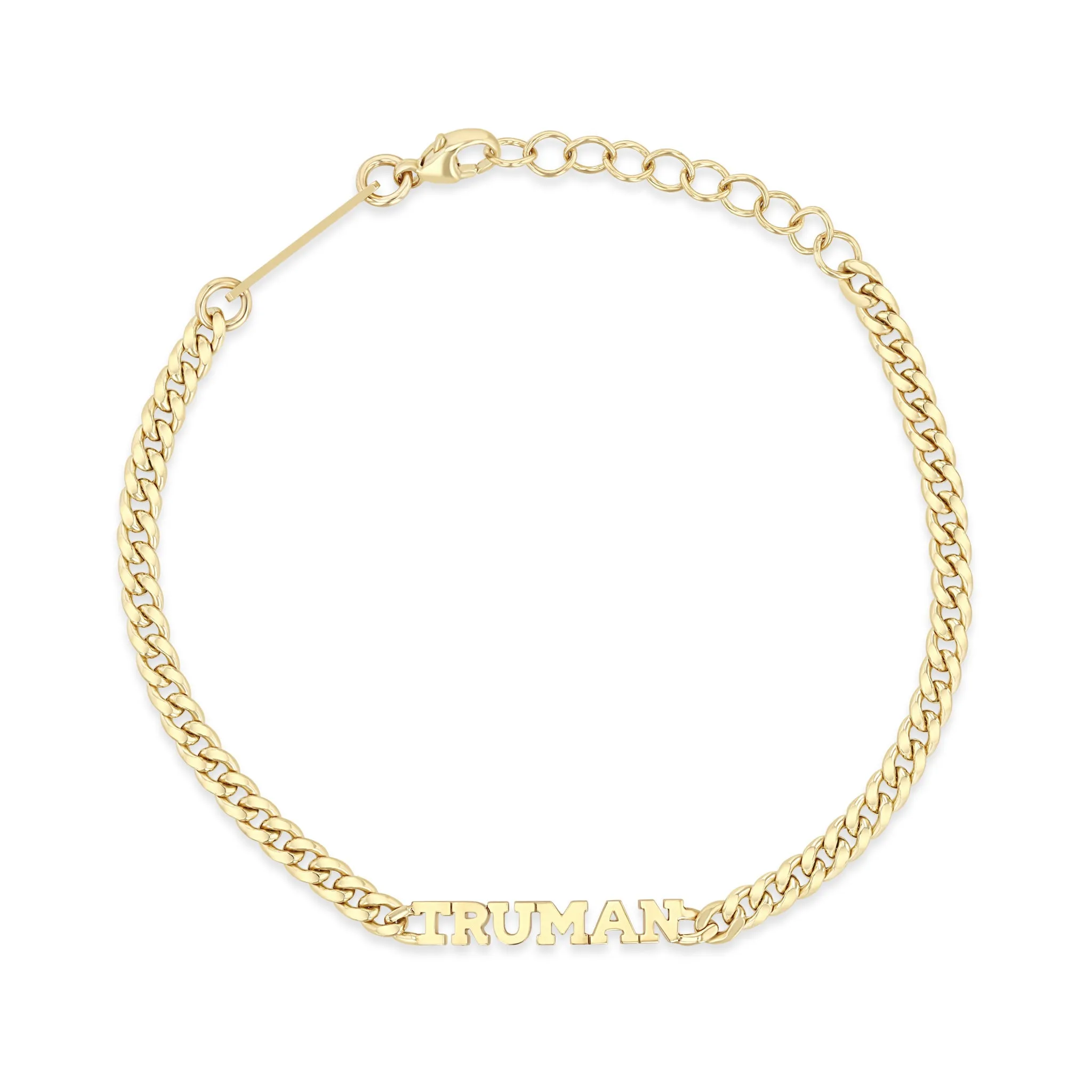 14k Gold Custom Itty Bitty Letters Curb Chain Bracelet