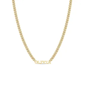 14k Gold Custom Itty Bitty Letters Curb Chain Necklace