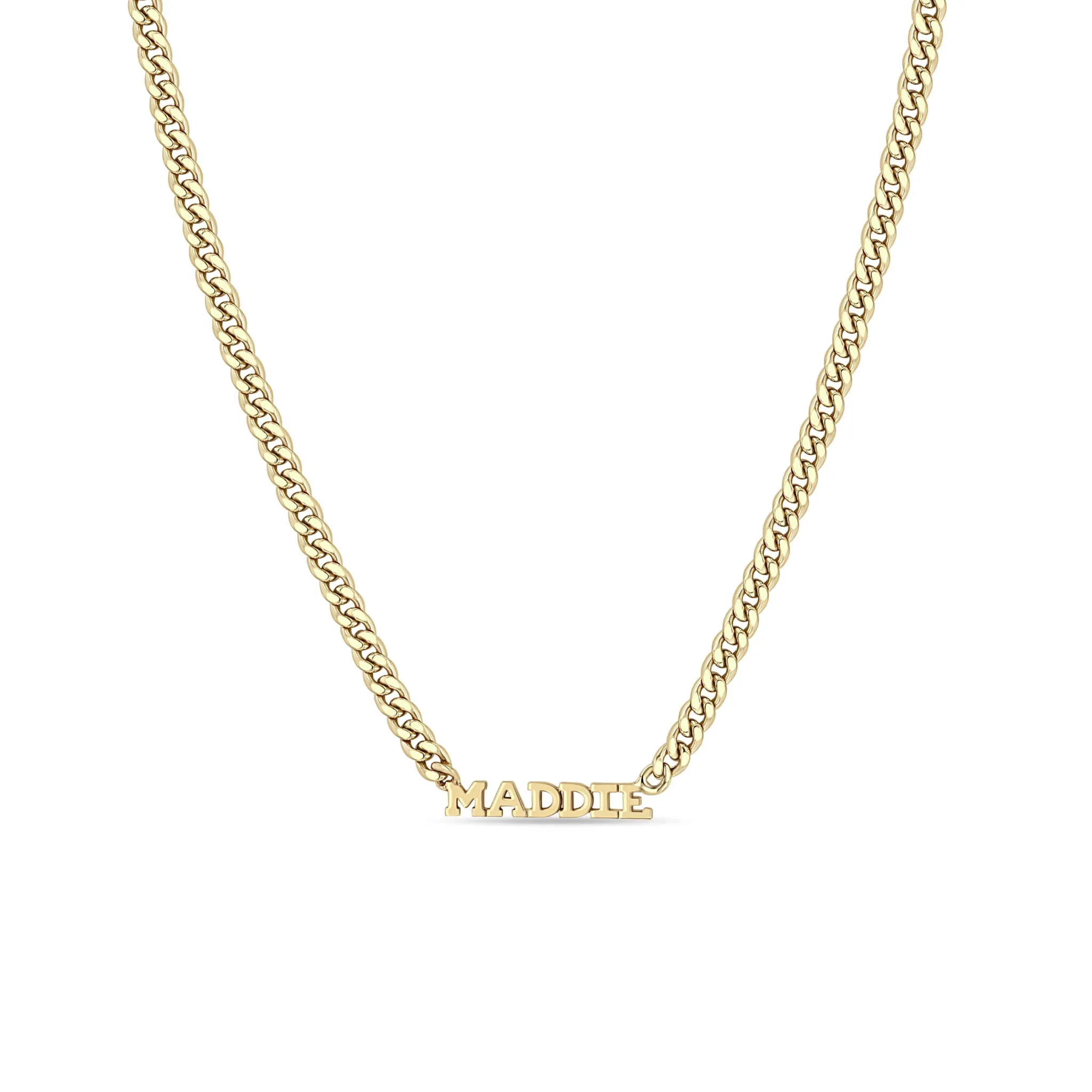 14k Gold Custom Itty Bitty Letters Curb Chain Necklace