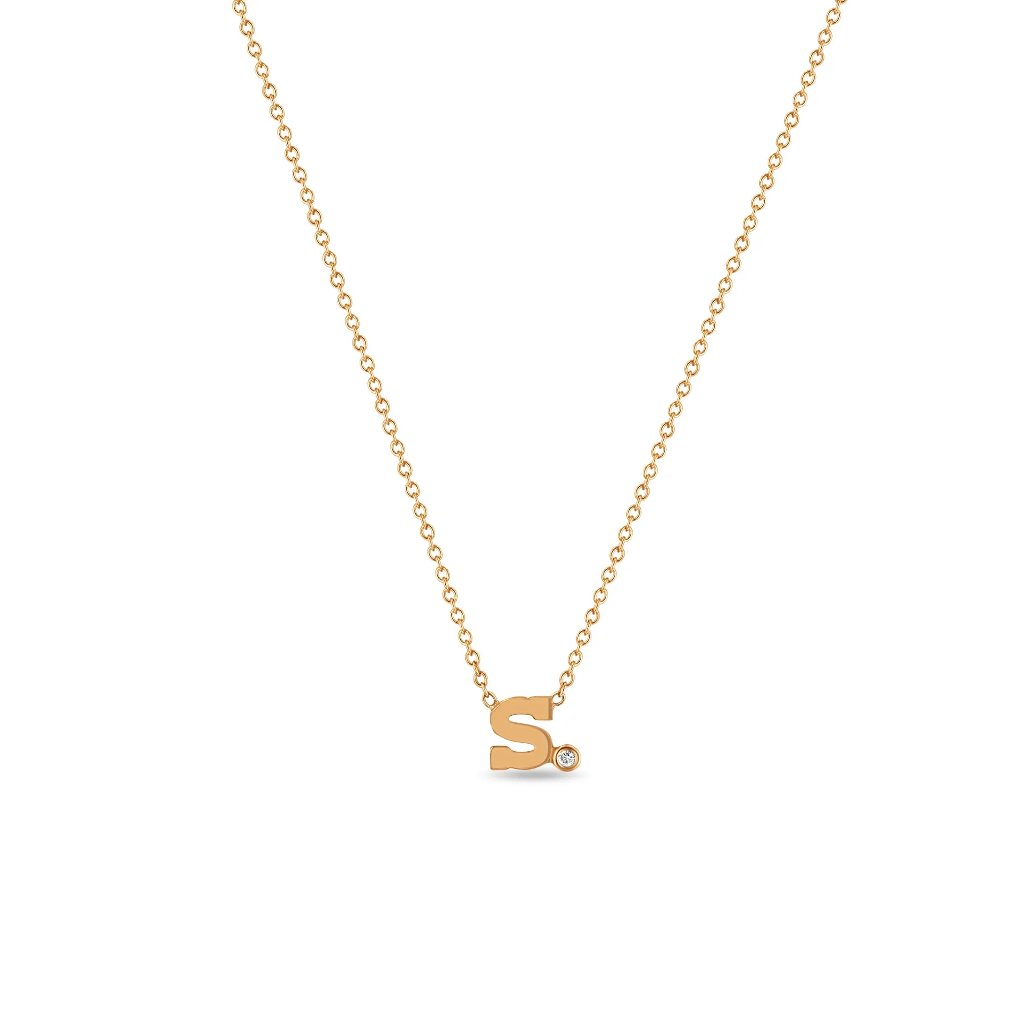 14k Initial Letter & Diamond Necklace