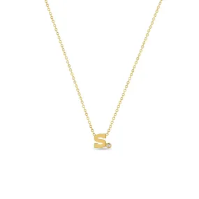 14k Initial Letter & Diamond Necklace