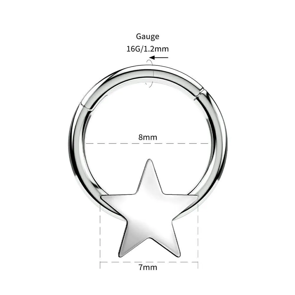 16G Star Shape Hinged Septum Ring