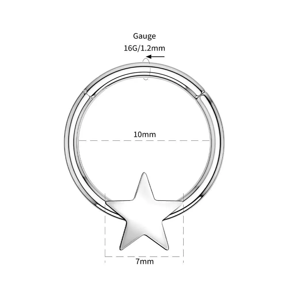 16G Star Shape Hinged Septum Ring