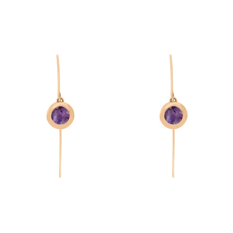 18ct Rose Gold Blue John Star Disc Drop Earrings