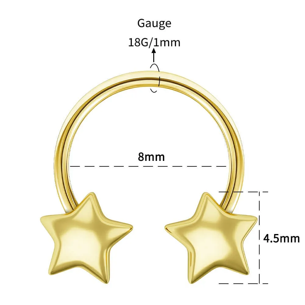 18G 3D Star Shaped Horseshoe Ring