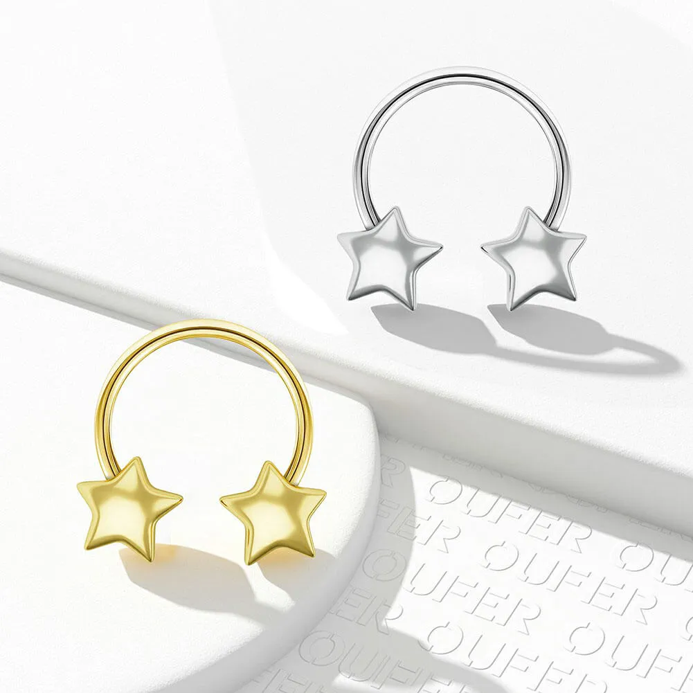 18G 3D Star Shaped Horseshoe Ring