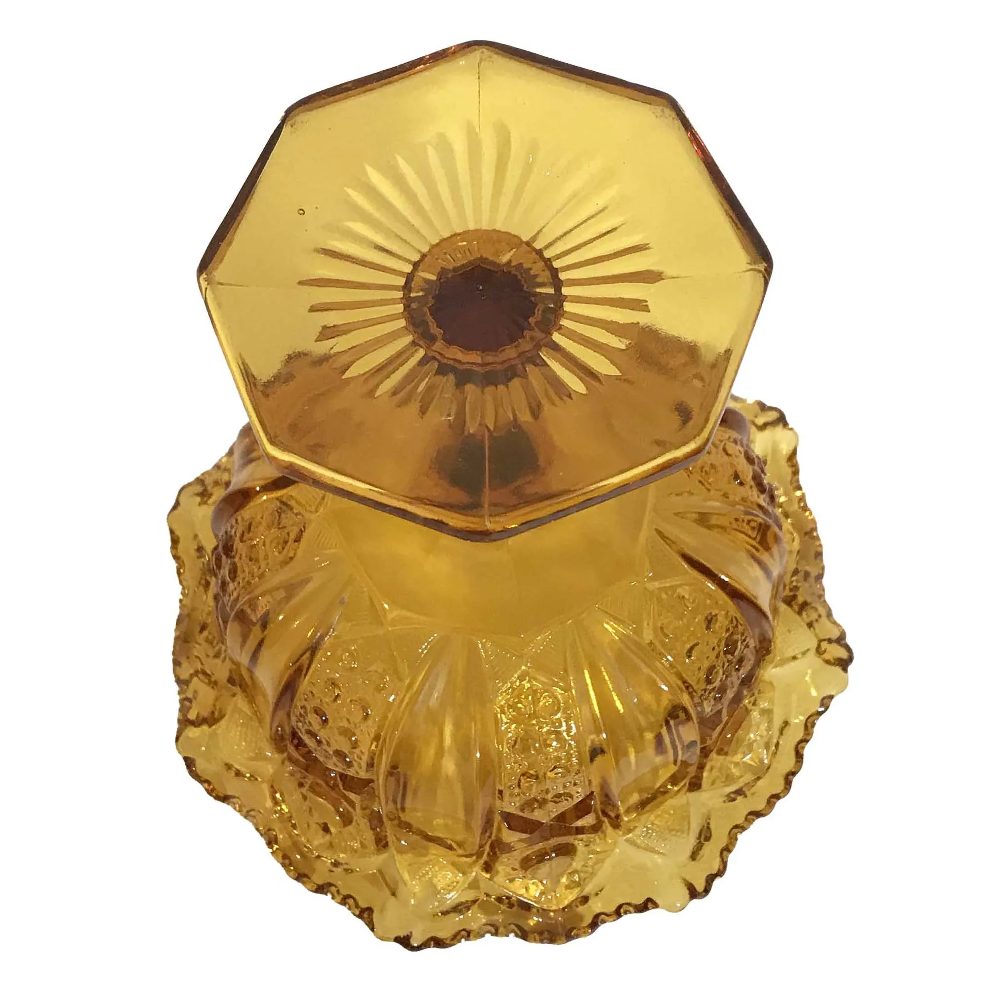 1930s Quintec Amber Glass Pedestal Compote Bowl 6-3/8 in. by Smith Glass