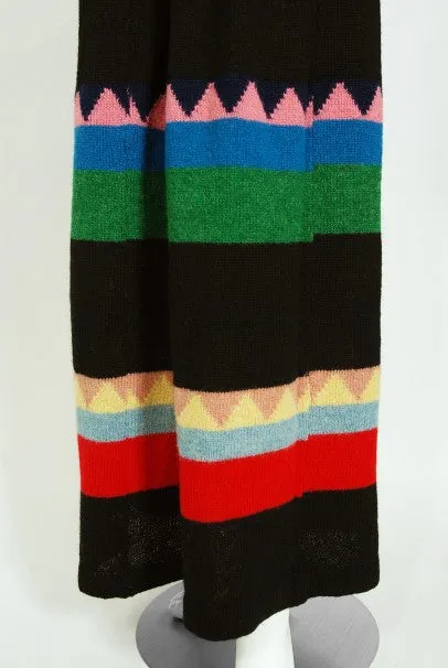 1974 Alice Pollock Documented Colorful Wool Knit Bohemian Sweater Dress