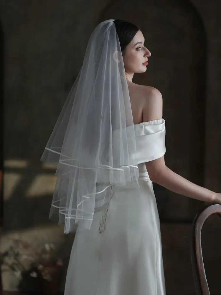 2-Layers Tulle Wedding Bridal Veil Midi Length V853xmj