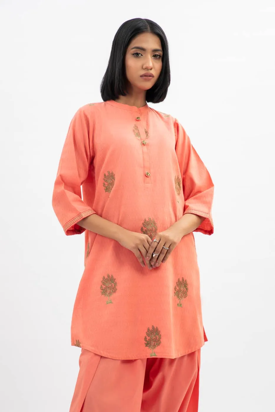 2 Pc Embroidered Jacquard Outfit