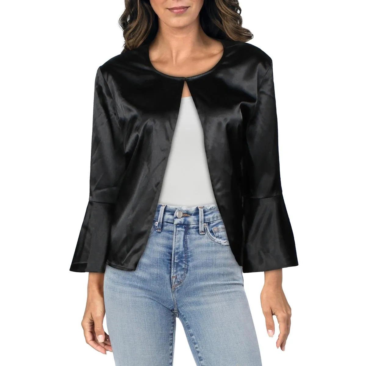 28th & Park Womens Satin Cape Bolero