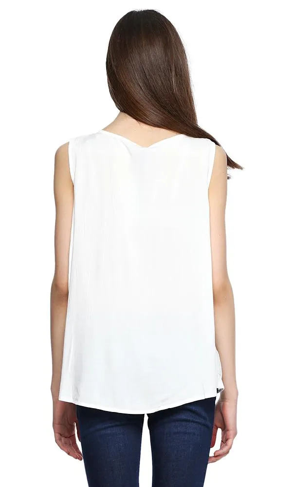 38772 Decorated Sleeveless Top - White