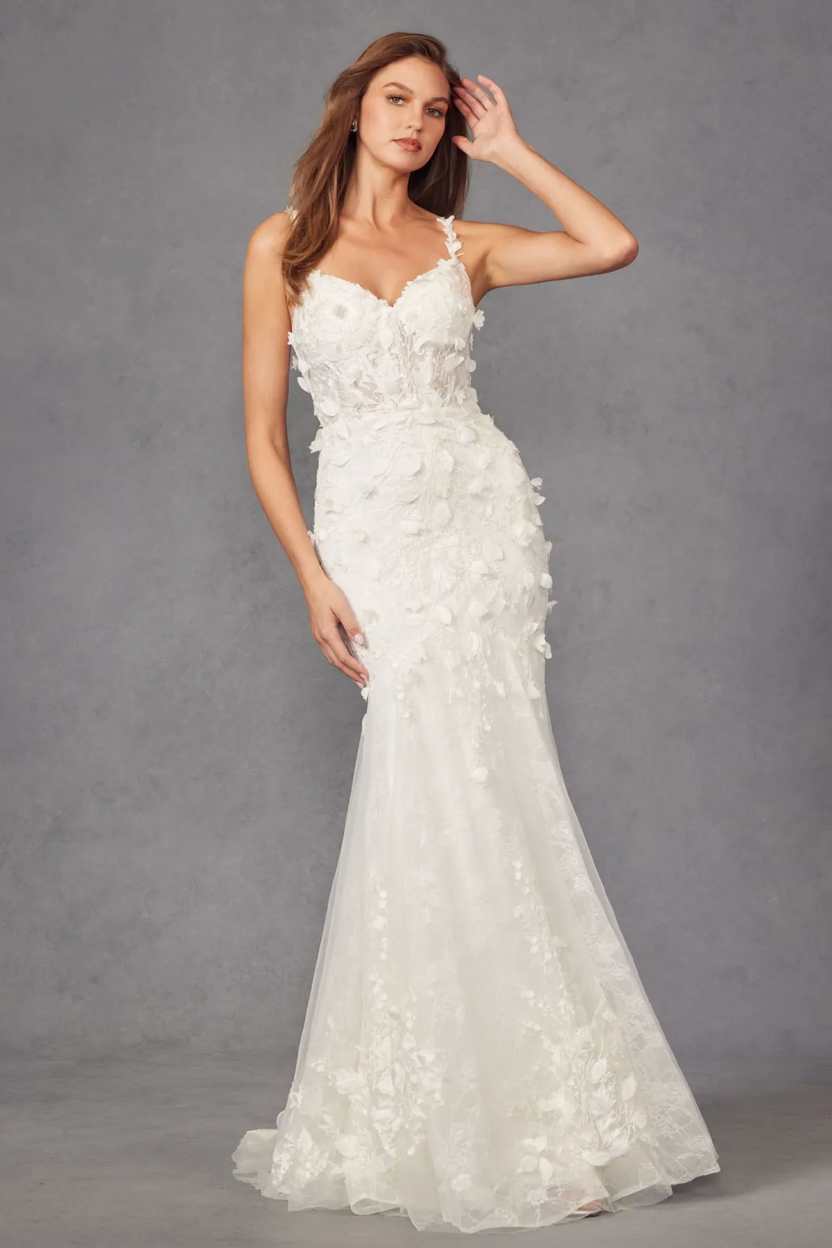 3D Floral Sleeveless Bridal Mermaid Dress by Juliet JT2475UW