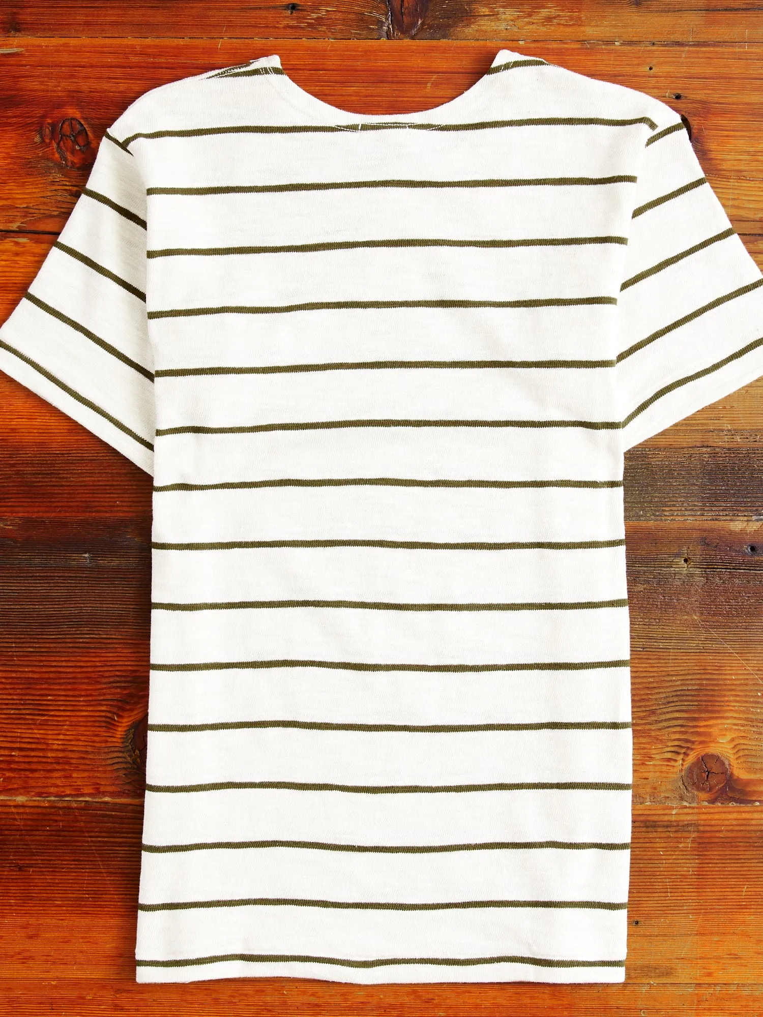 4087 Loopwheel Stripe Tee in Off White