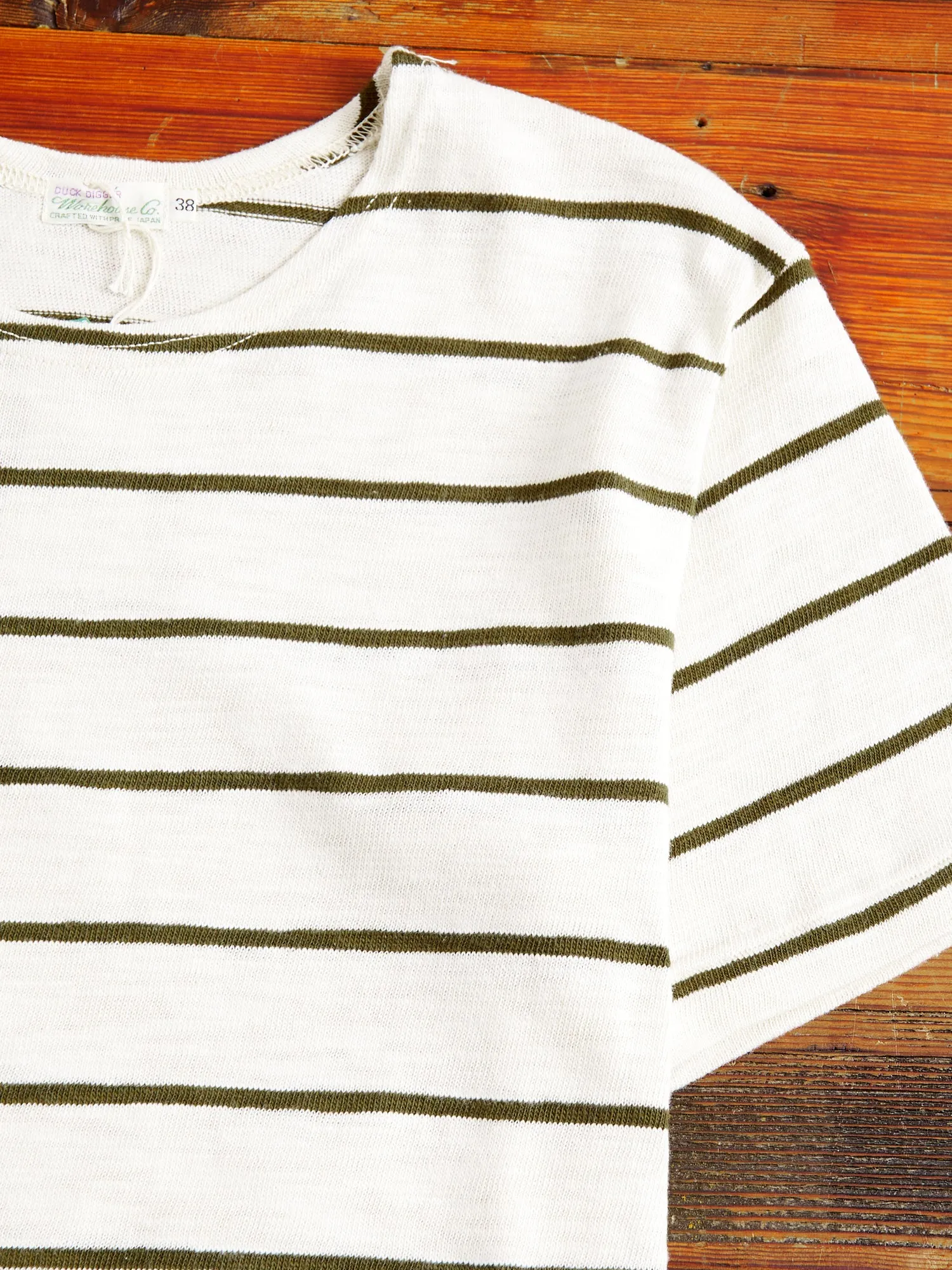 4087 Loopwheel Stripe Tee in Off White