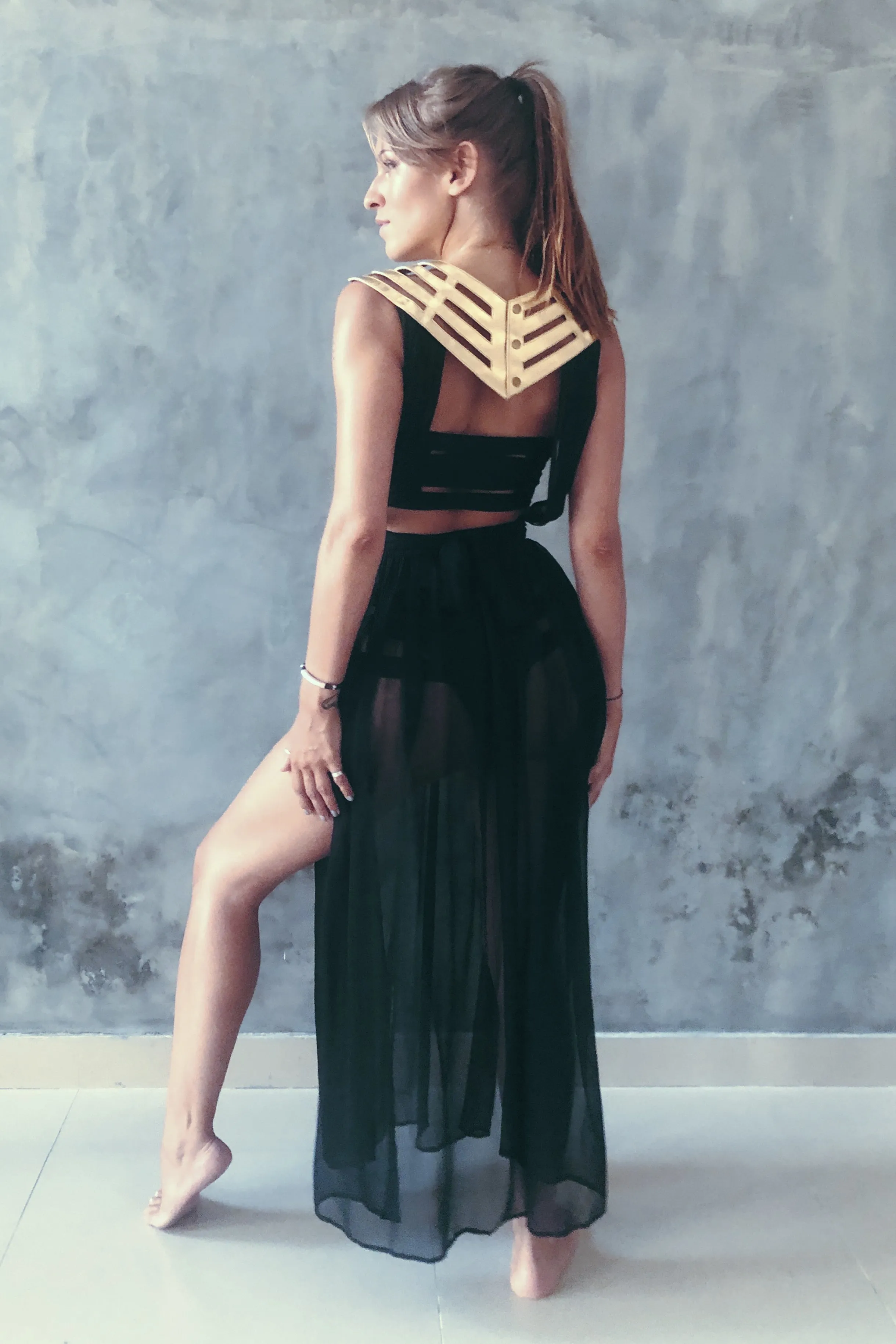 5D x Stellar Dust Chevron Cage Dress - silk