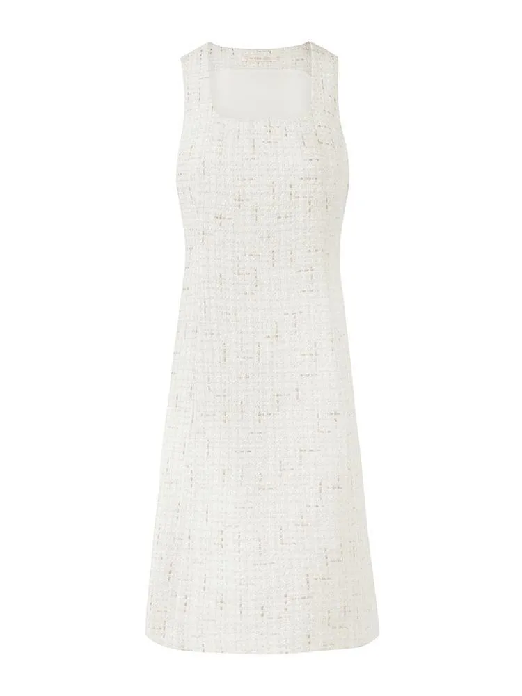 A-Line Sleeveless Tweed Dress