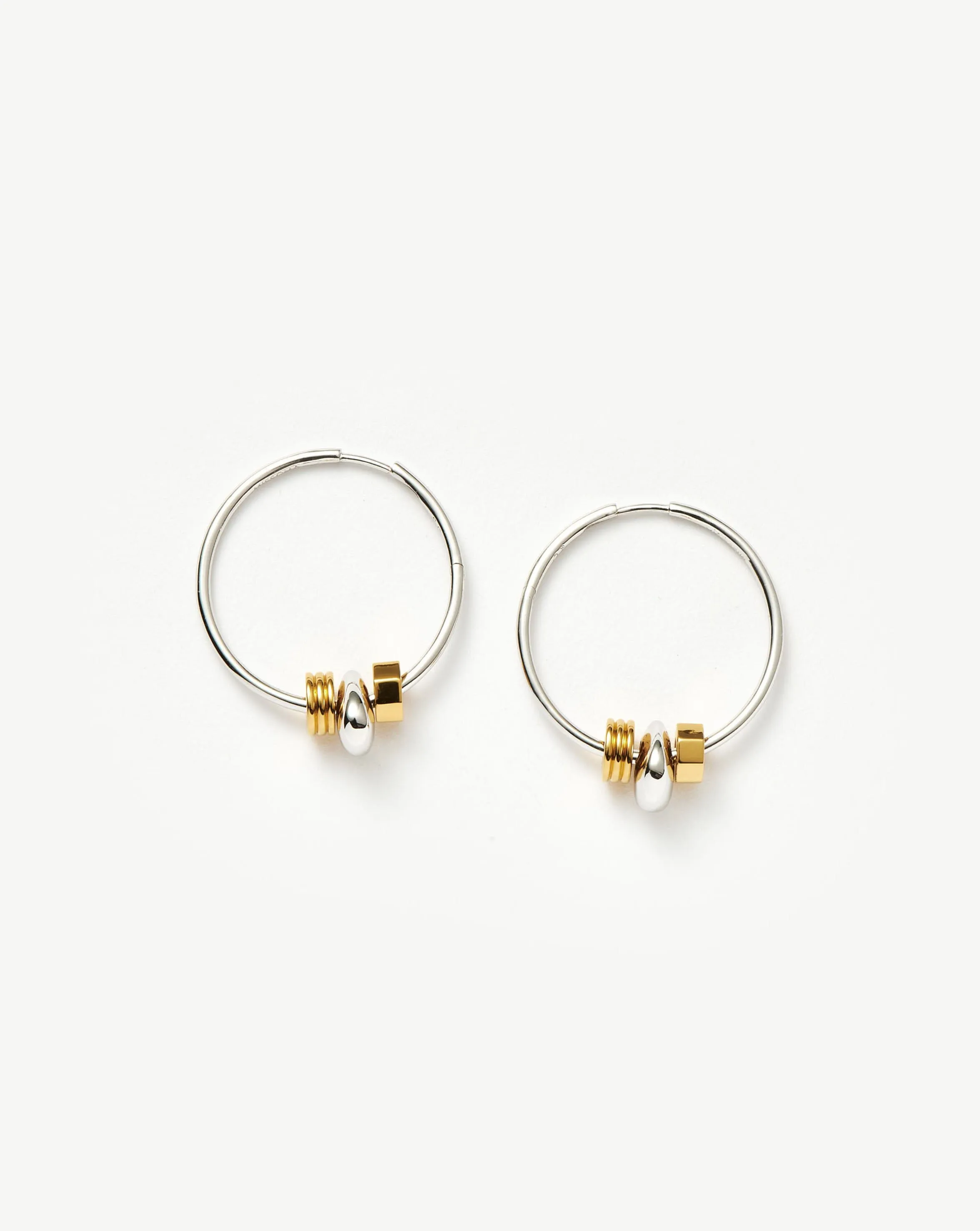 Abacus Beaded Medium Charm Hoop Earrings | 18ct Recycled Gold Vermeil and Rhodium on Sterling Silver