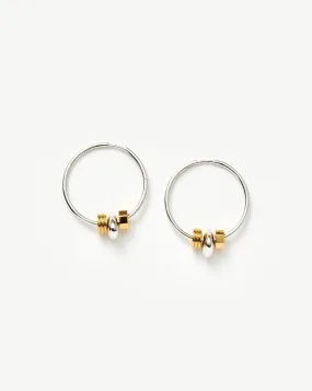 Abacus Beaded Medium Charm Hoop Earrings | 18ct Recycled Gold Vermeil and Rhodium on Sterling Silver