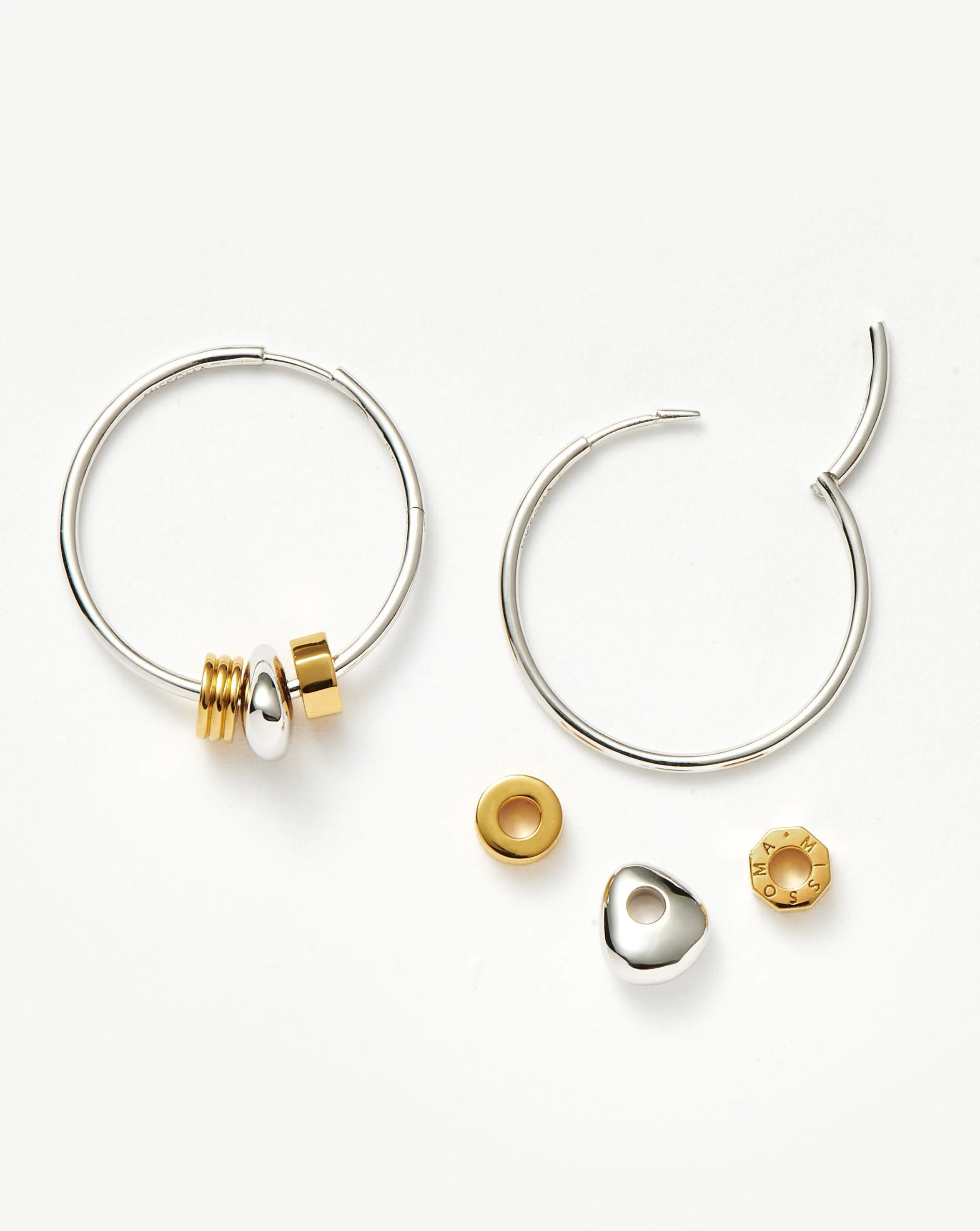 Abacus Beaded Medium Charm Hoop Earrings | 18ct Recycled Gold Vermeil and Rhodium on Sterling Silver