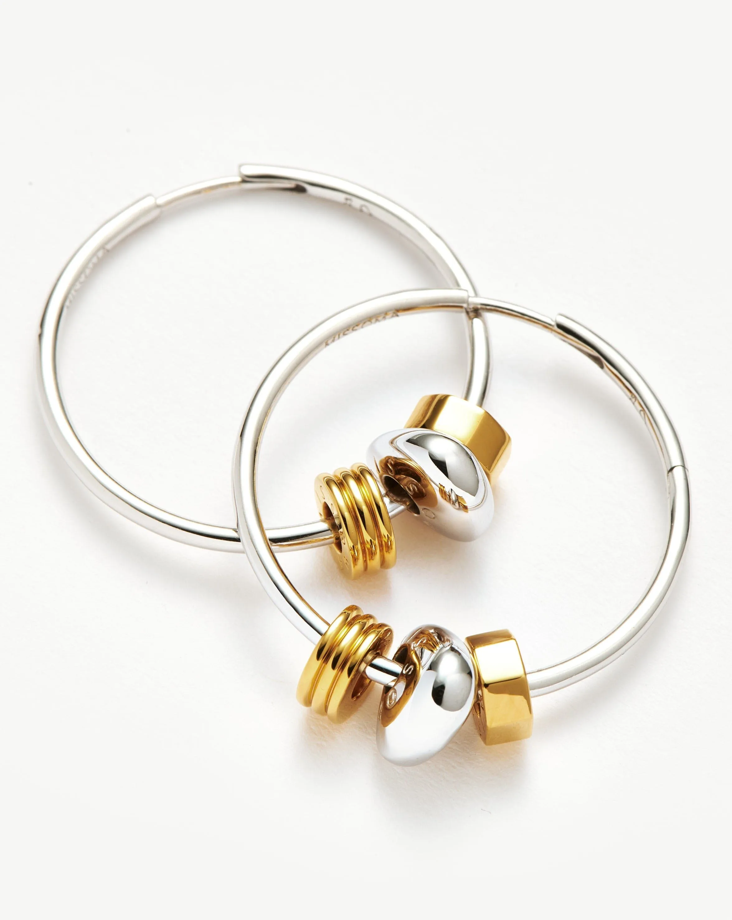 Abacus Beaded Medium Charm Hoop Earrings | 18ct Recycled Gold Vermeil and Rhodium on Sterling Silver