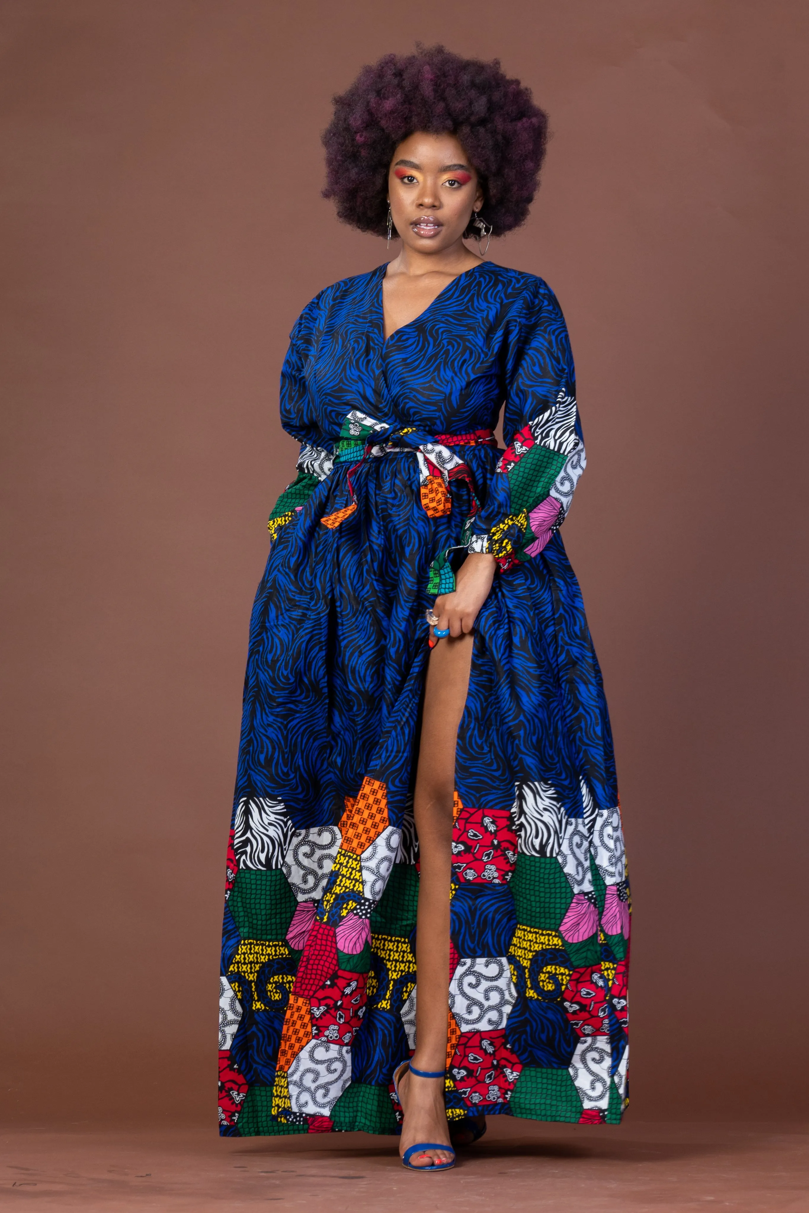 Abas Ankara Maxi Dress | Blue African Print