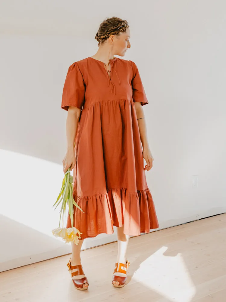 Adelaide Tiered Midi Dress - Cinnamon