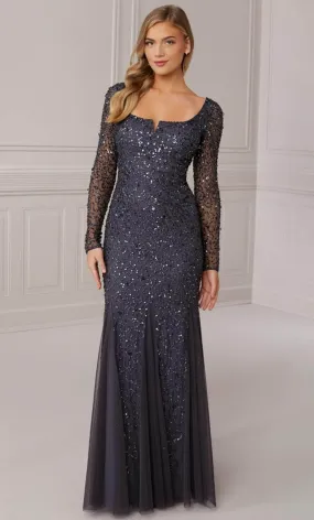 Adrianna Papell Platinum 40420 - Sequined Long Gown