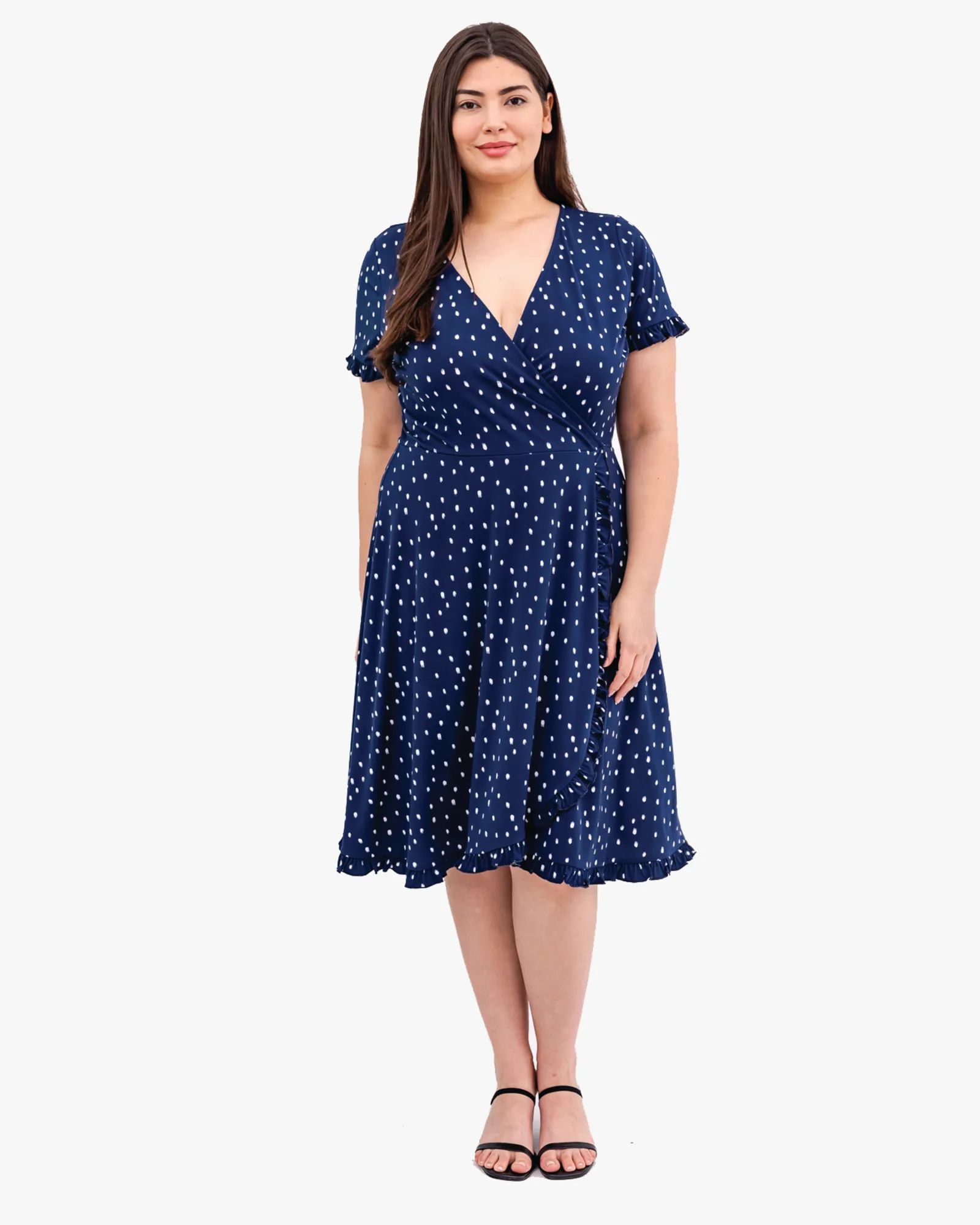 Agatha Faux-Wrap Dress | Navy / White