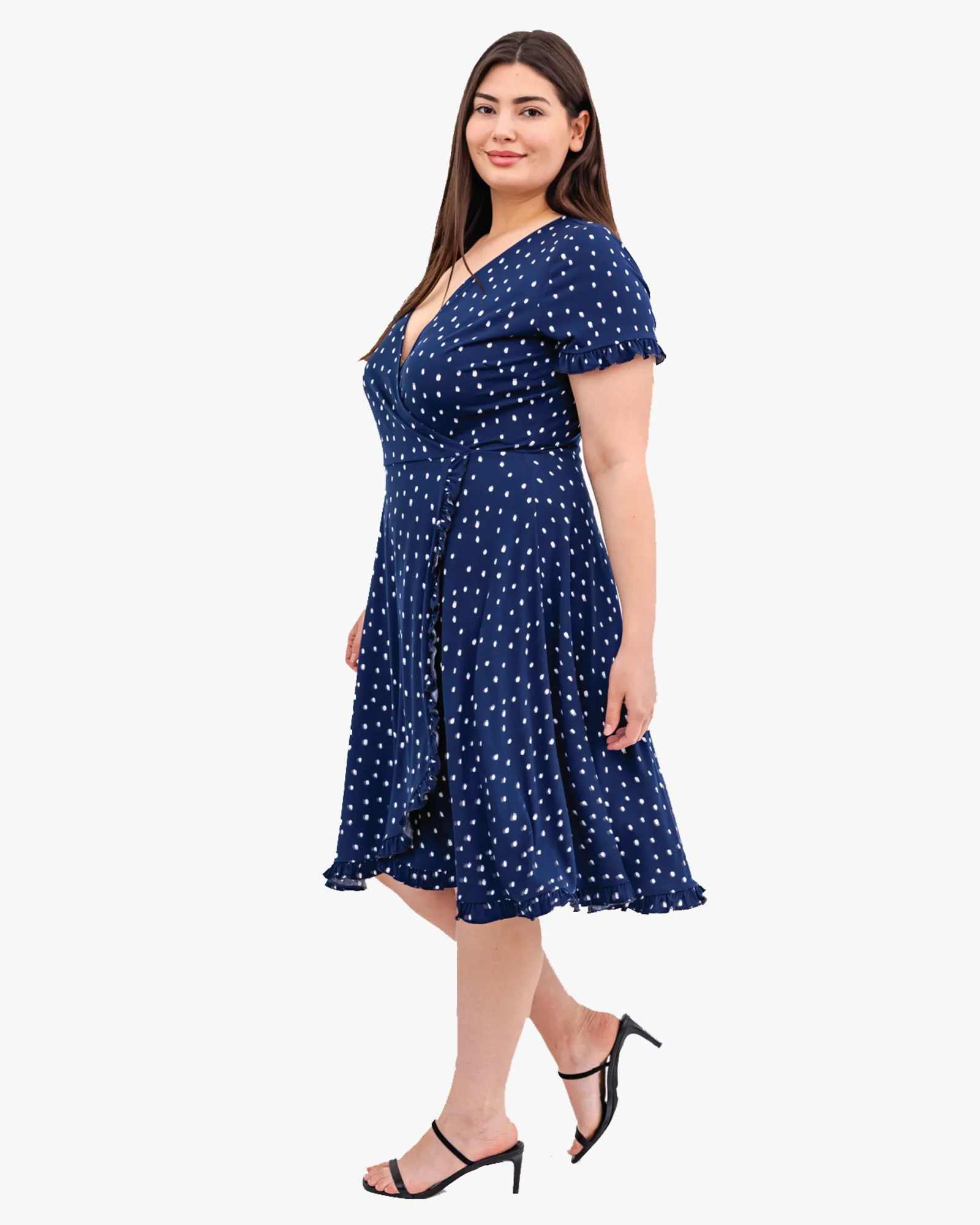 Agatha Faux-Wrap Dress | Navy / White