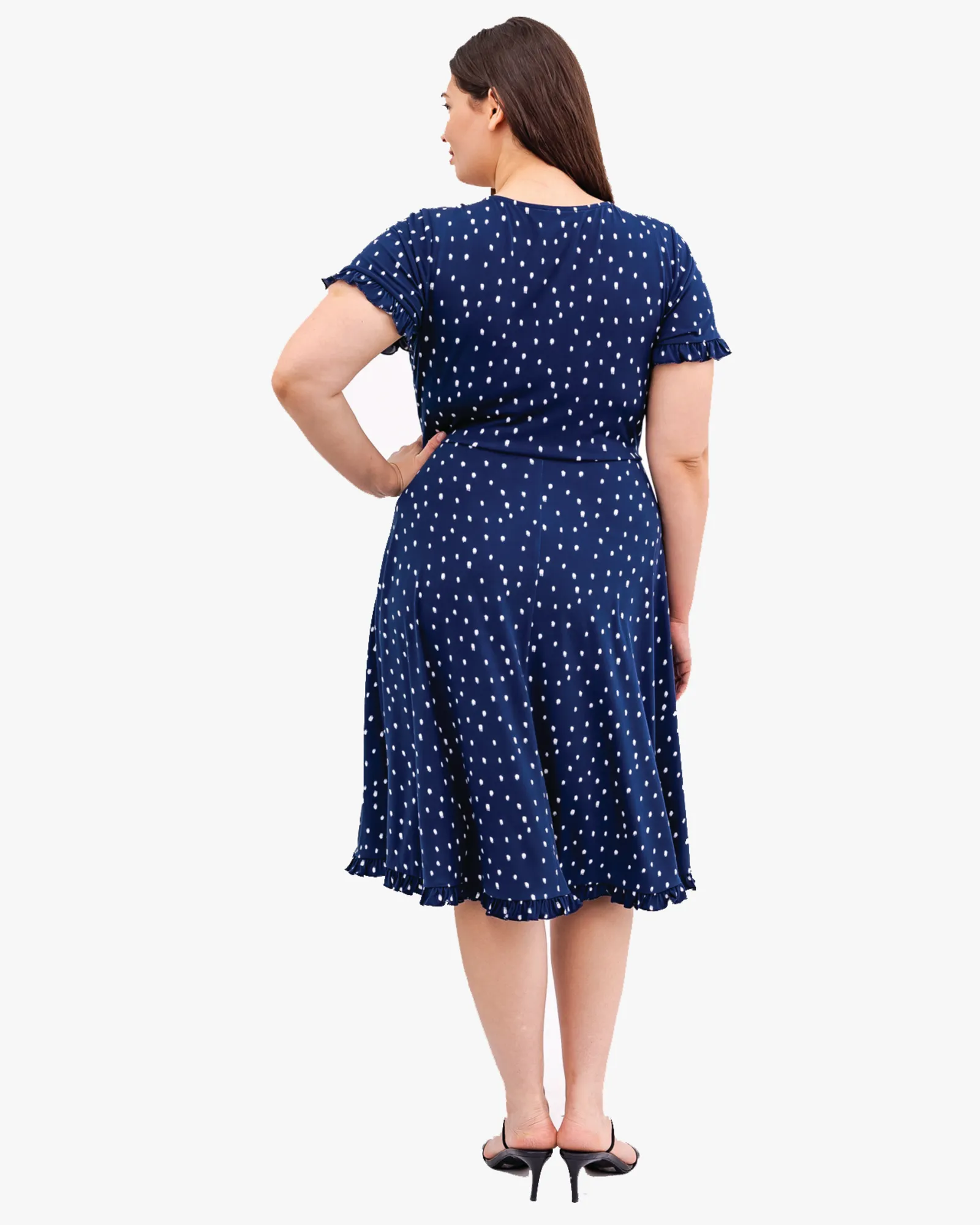 Agatha Faux-Wrap Dress | Navy / White