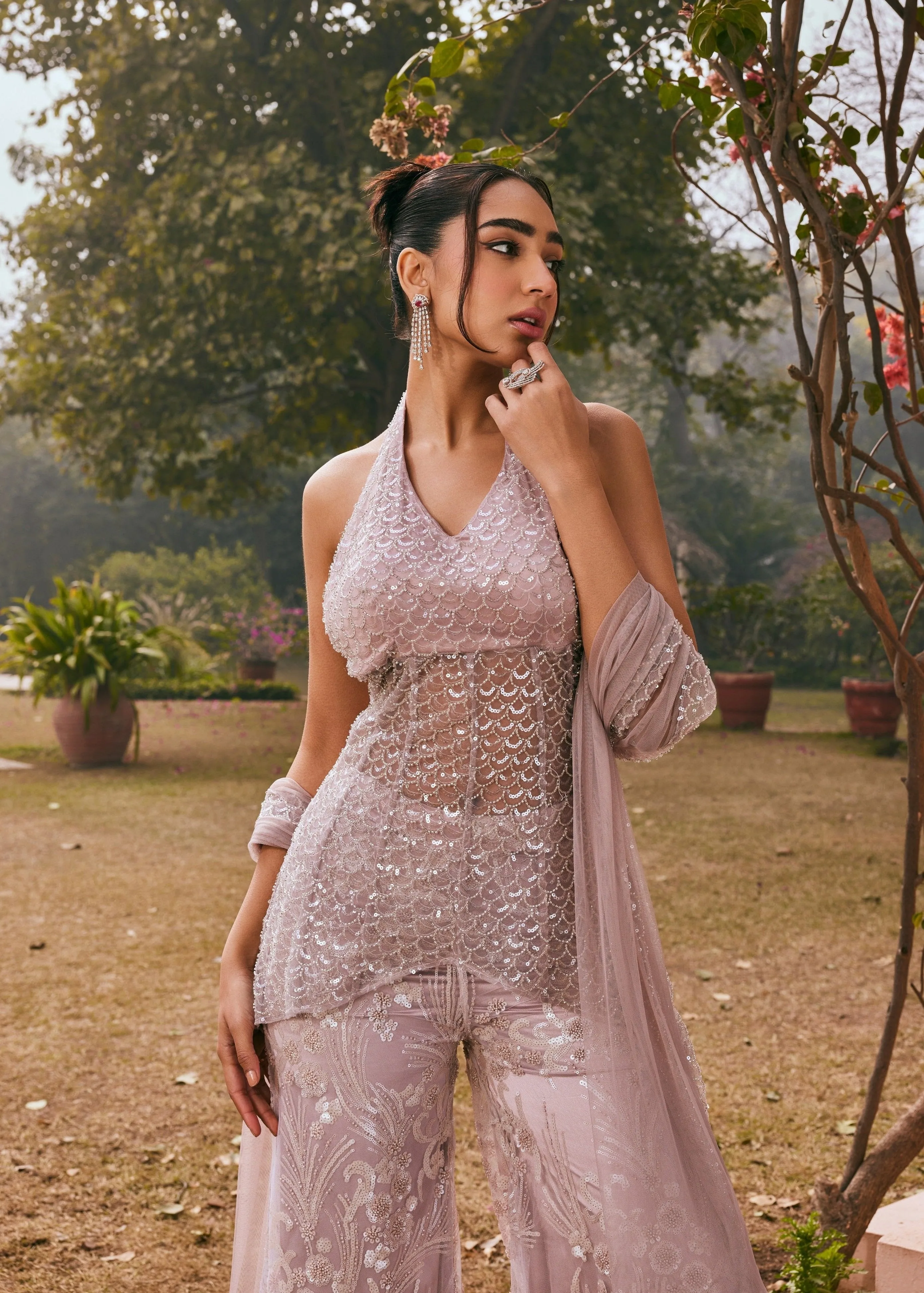 Aida Blush Pink Embroidered Sharara Set