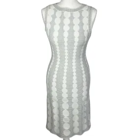 Alaia Ivory & Sky Blue Geometric Jacquard Midi Dress XXS