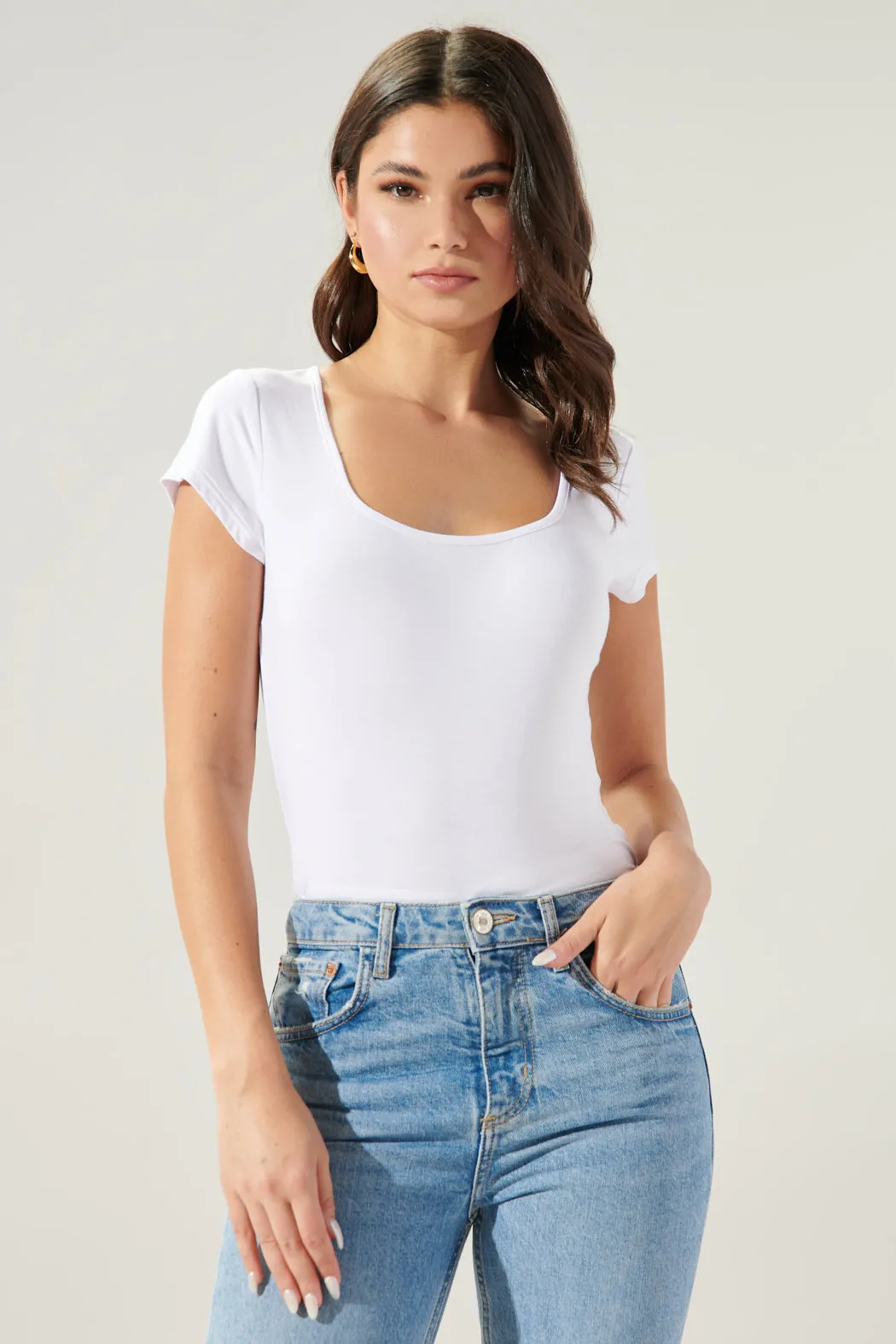 All For You Square Neck Tee Jersey Knit Top