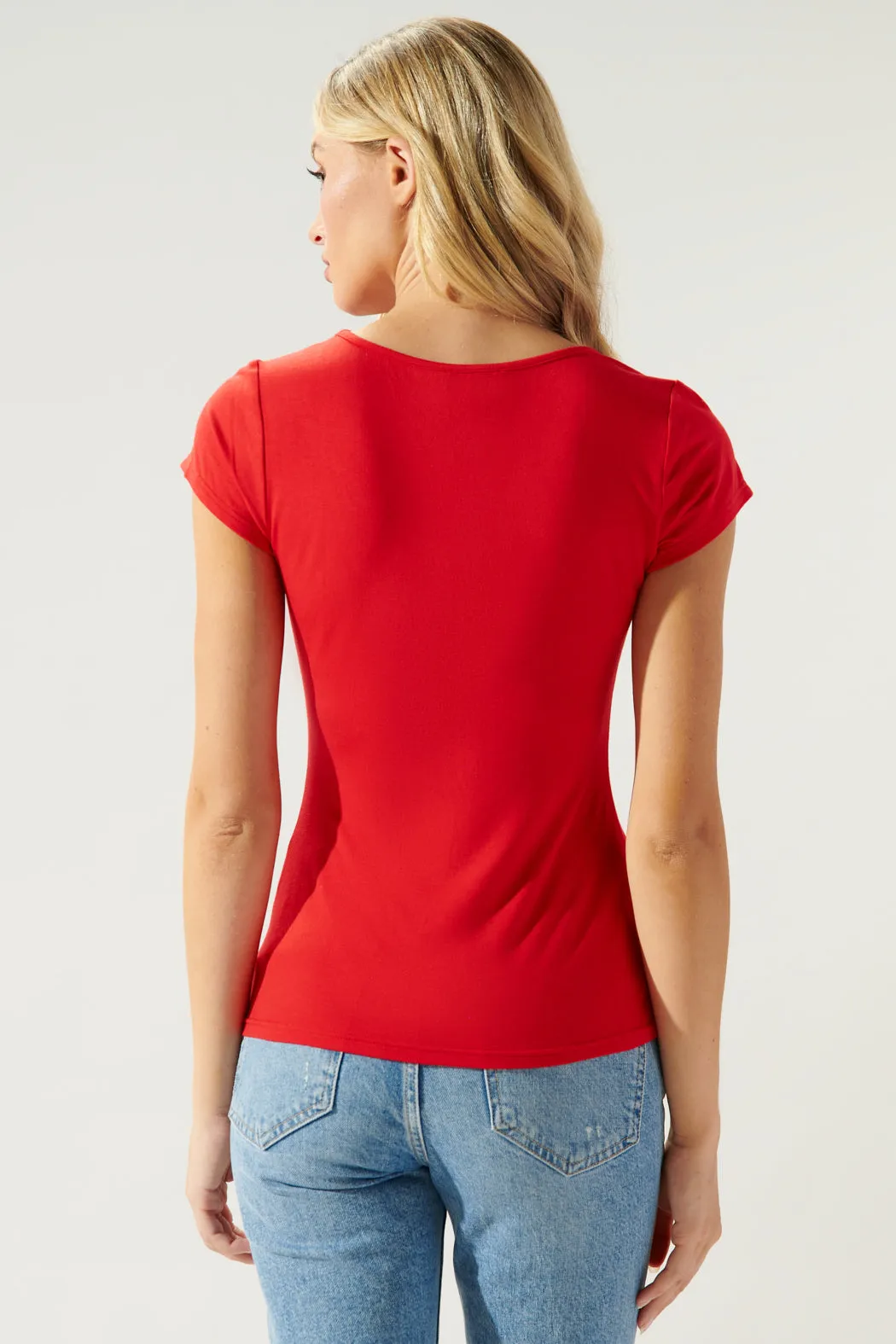 All For You Square Neck Tee Jersey Knit Top