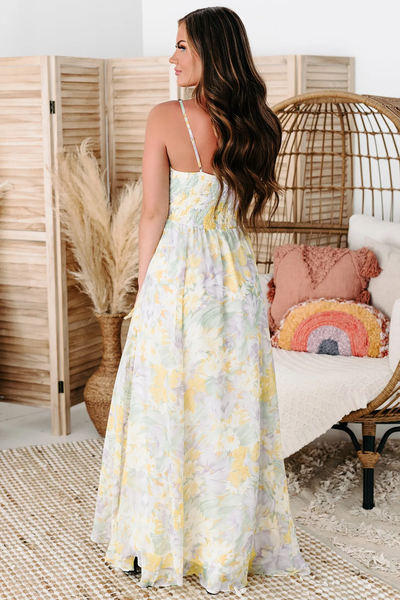 Alyssa Floral Maxi Dress (White/Yellow)