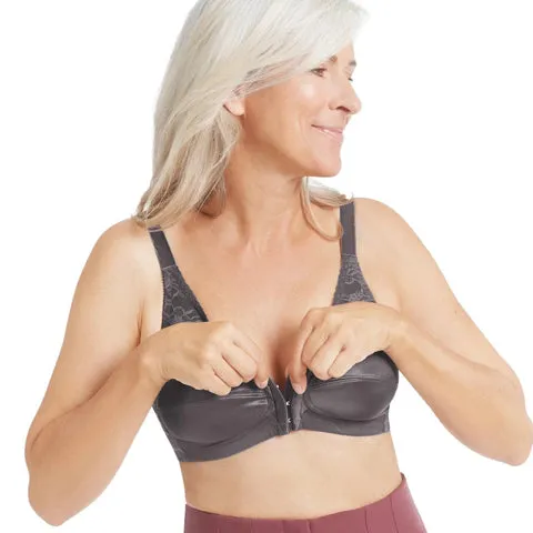 Amoena Nancy Front-Closure Mastectomy Bra Dark Grey