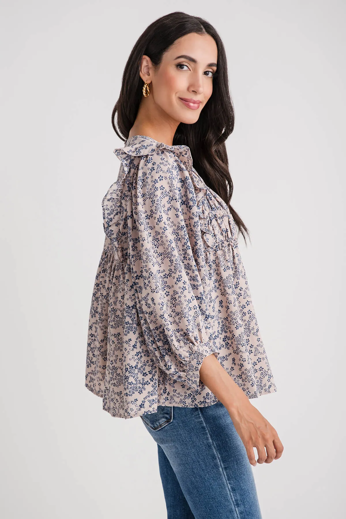 &Merci Floral Ruffle Blouse